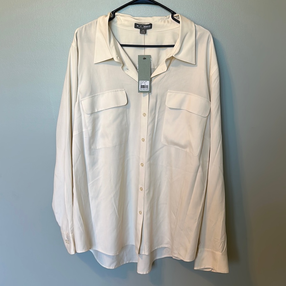 Go Silk Woman Ivory dress shirt